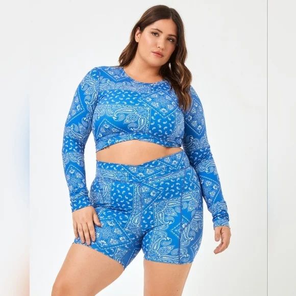 L*Space The Aim High Crop Top & Printed Carter Bike Shorts•Size XL - Picture 10 of 12